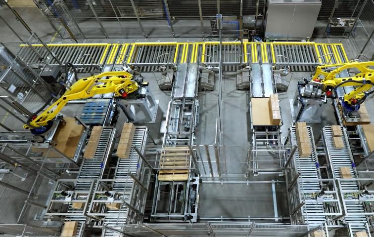 Double palletizer cepal line Barry Callebaut